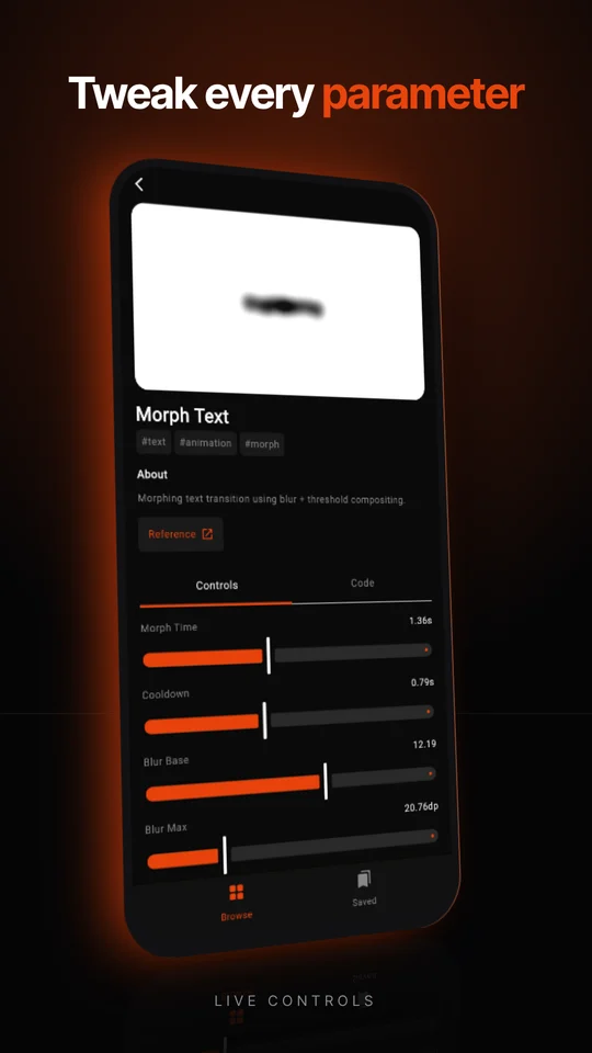 Morph Text with its slider controls