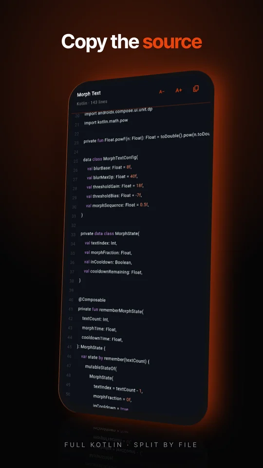 Code viewer showing the Kotlin source